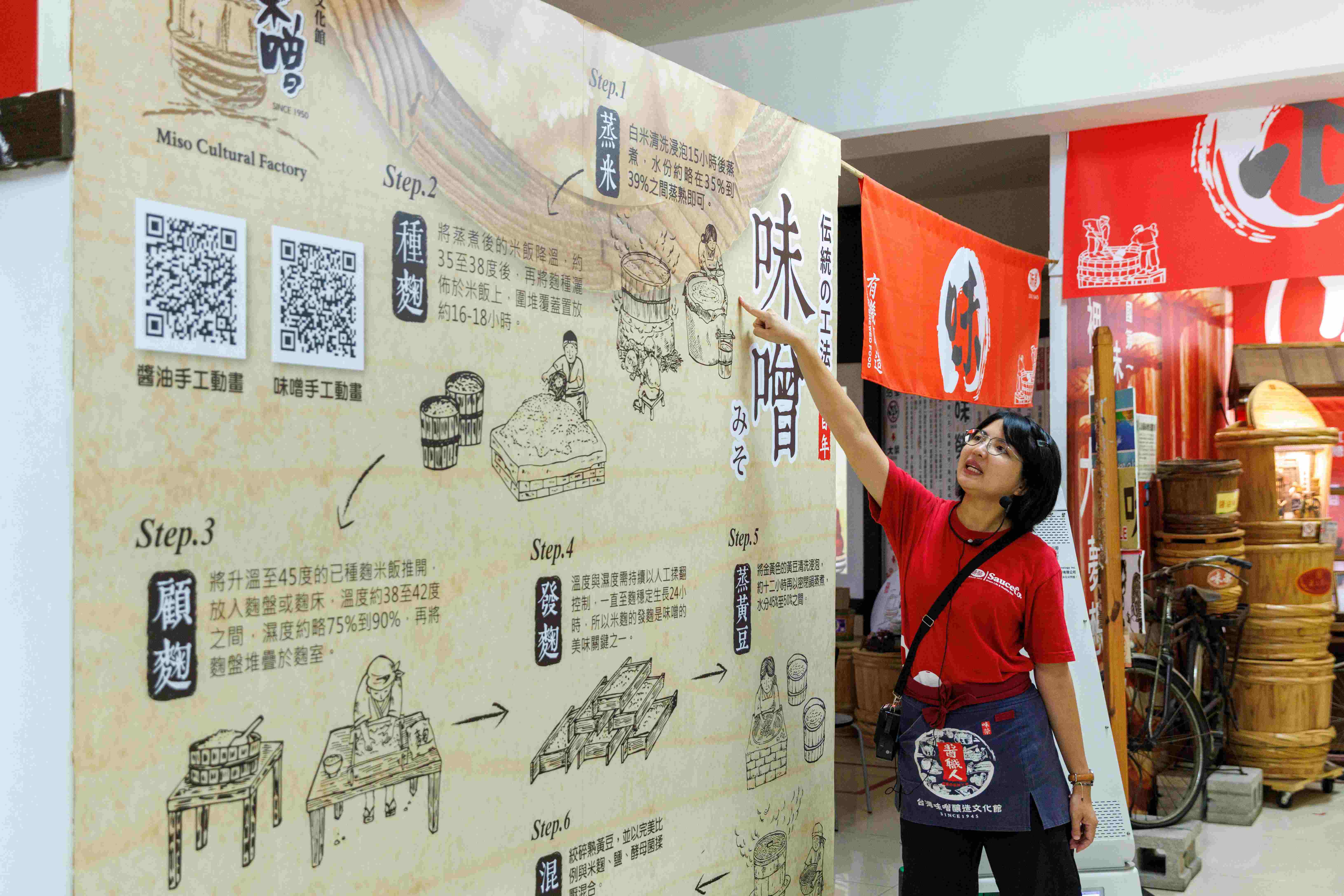 從蒸米、種麴到發酵，每個步驟都以插畫清楚呈現，讓人一看就懂。